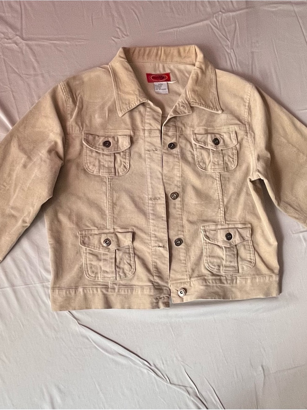 Milly Kids Cream Denim Jacket with Front Flap Pockets - Brand:
